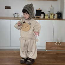 男童加厚卫衣小熊套装2025秋冬款韩版童装儿童服装小宝宝衣服冬装