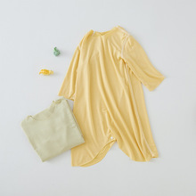 宝宝连身衣空调服无骨优可丝婴儿睡袍夏季薄款长袖儿童冰丝睡衣