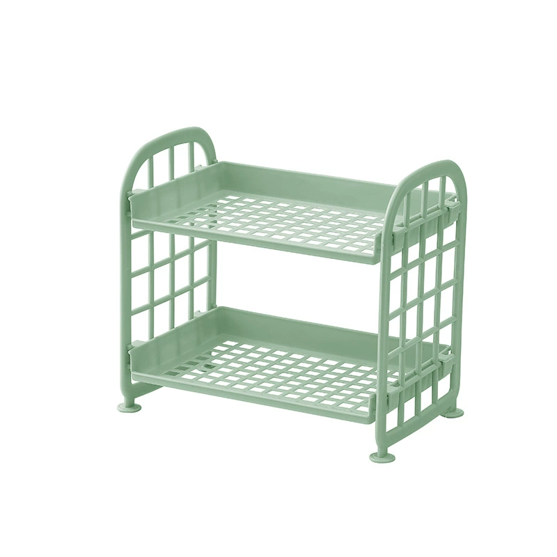 Foldable Cosmetic Storage Shelf, Double-Layer Desktop Organizer, Heart Design, 22×15×4 cm