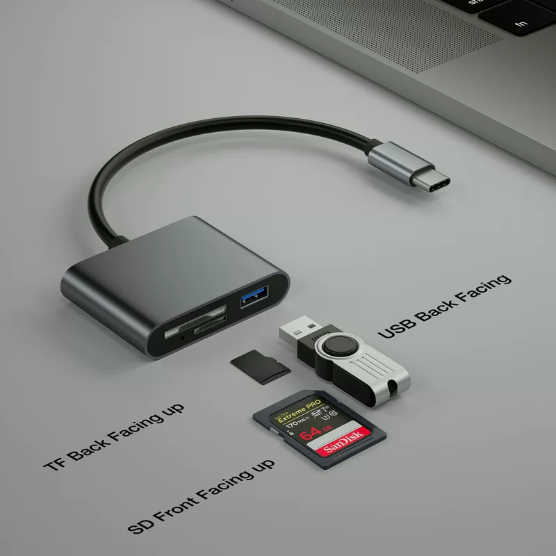 Type C reader USB C TO USB+SD/Micro SD Card Reader OTG Card Reader