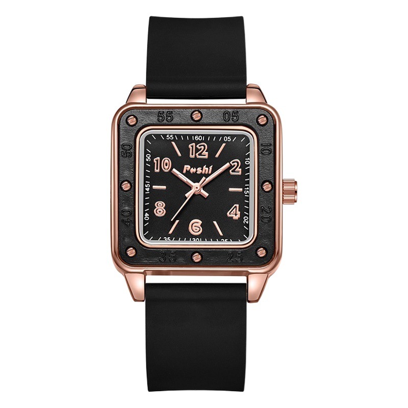 Poshi nuevo reloj de mujer moda cuadrado correa de silicona reloj estudiante reloj luminoso reloj de cuarzo femenino