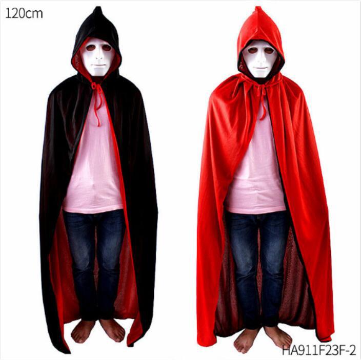 Capa de Halloween Accesorios de disfraces de maquillaje para adultos para niños Capa de muerte de cuello alto de cara roja y negra