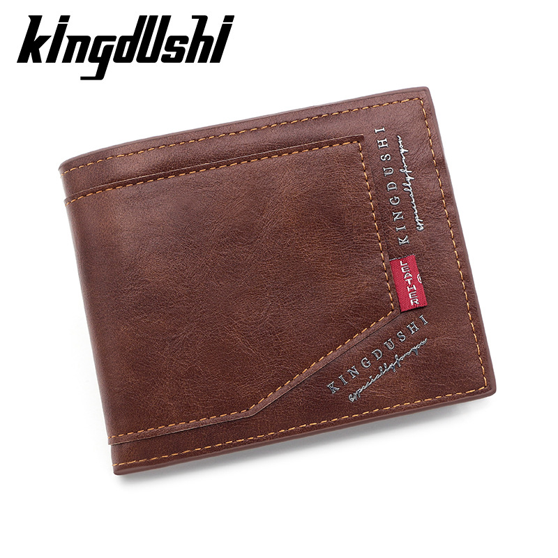 Nueva cartera de los hombres corta casual costura bisagra tríptico bolsa multi-tarjeta de bolsillo certificado