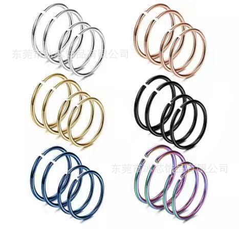 Europa y América Amazon Acero inoxidable piercing nariz clip nariz Stud nariz anillo pendientes para AliExpress