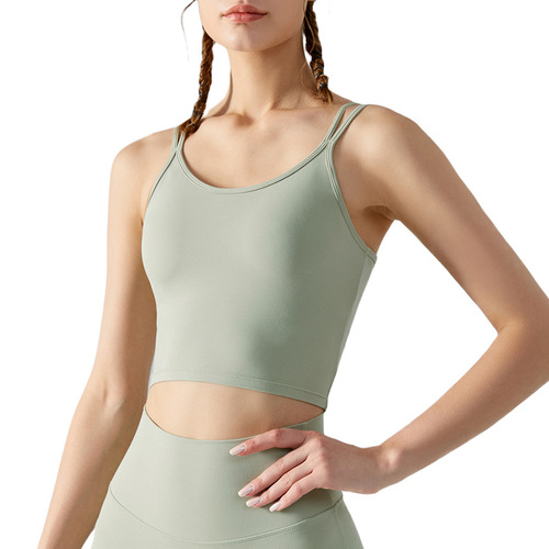 Thin shoulder straps, mid-intensity yoga halter top, sports vest, all-in-one bra, fixed cup sports bra
