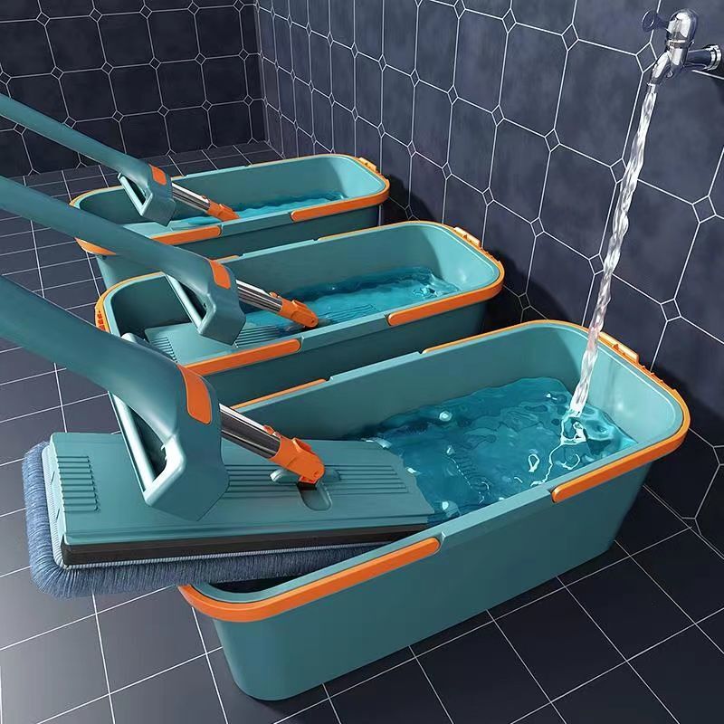 Mop Household One-mop Clean Hand-free Washing Lazy Mop Bucket Mop Bucket Indoor Large Mop Flat Mop Dry Wet Dual-use