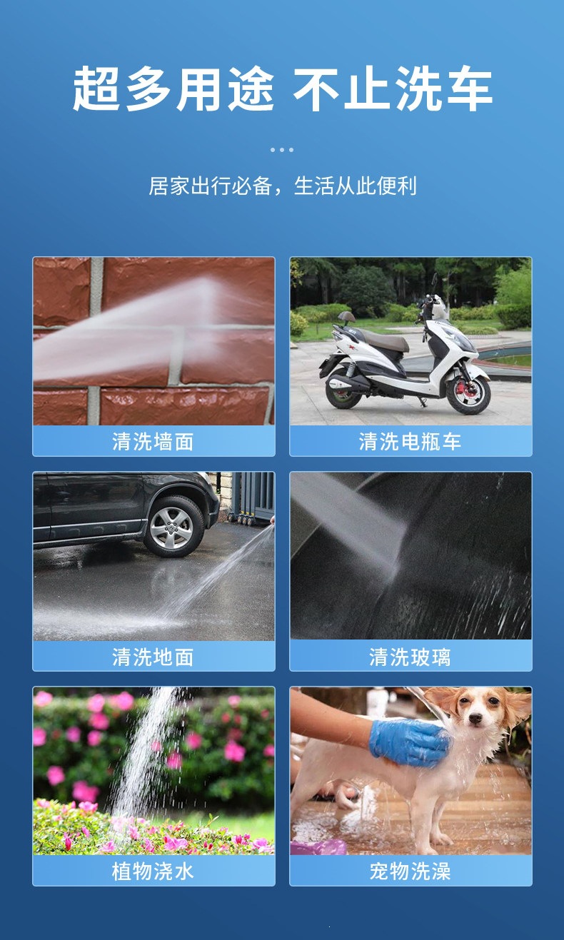 Suitable for car wash water guns, high-pressure household floor and yard cleaning, 2025 nozzle, super powerful pressure-boosting tool, retractable