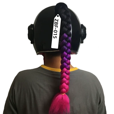 Motosiklet dəbilqələri | for Motorcycle Helmets, Featuring - 1-pair-of-black-and-purple-rose-red-ponytails