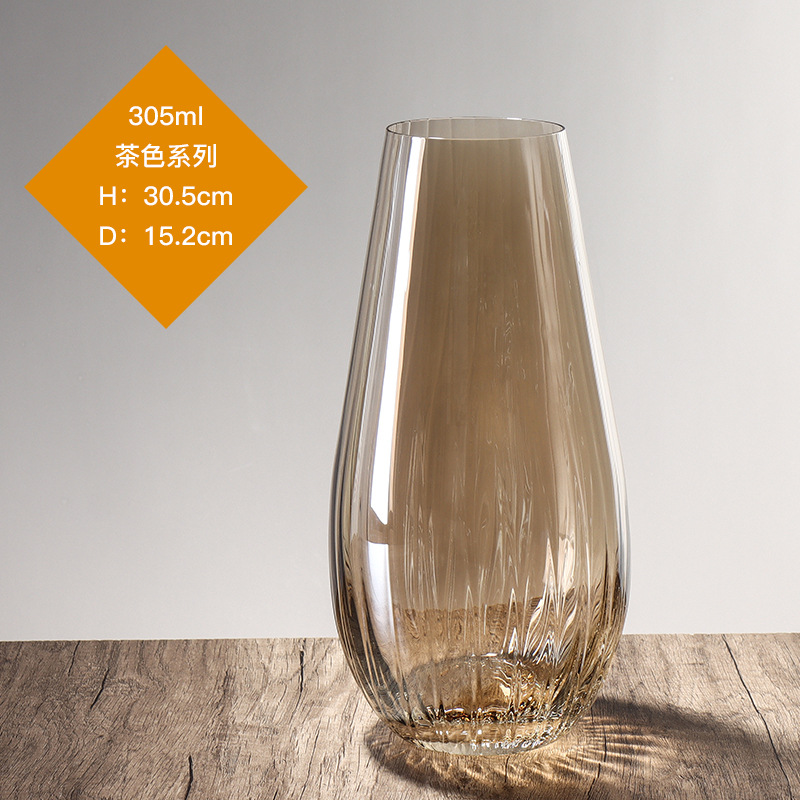 Lex sin plomo cristal vasos grandes estilo europeo simple viento transparente alta permeabilidad sala de estar hidropónica decoración de flores secas