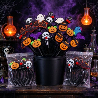 小恶魔成人头箍气氛装扮节日万圣节网纱发夹蝴蝶结发卡魔法帽发箍