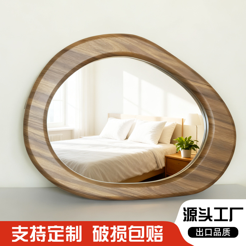 American Retro Bathroom Mirror Wall-Mounted Special-Shaped Home Bathroom Mirror French Living Room Entrance Background Wall Decorative Mirror