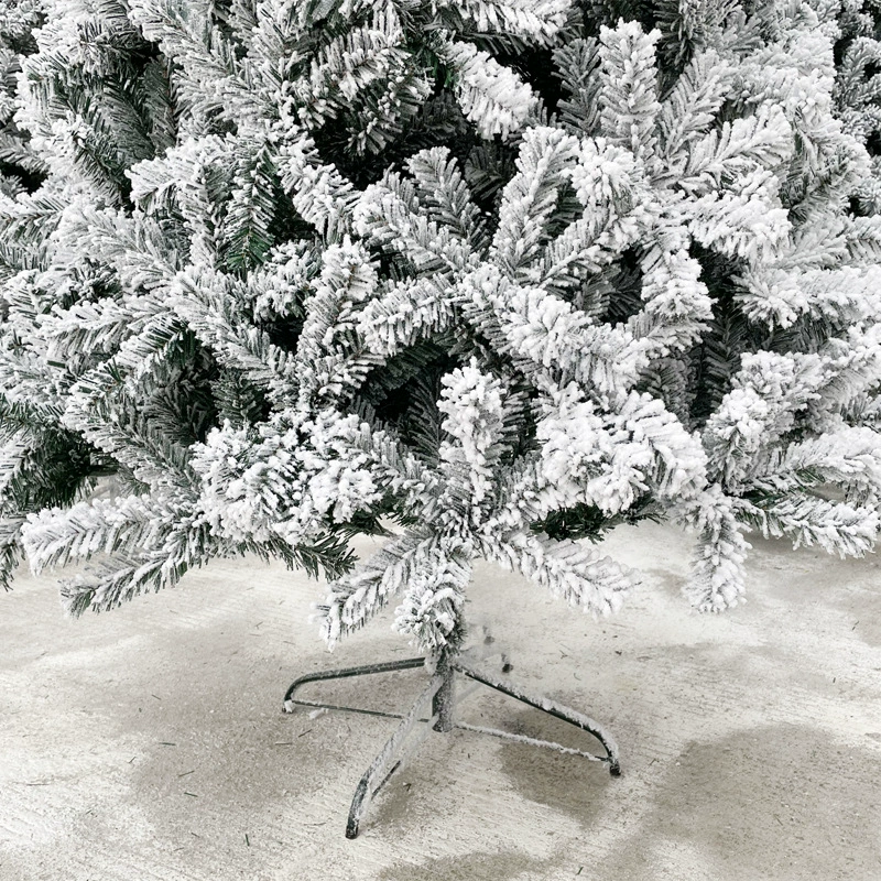 Flocked PVC Christmas tree, снеговая поверхность, бархат/облысевшие варианты, высоты 1.2–4.0 м
