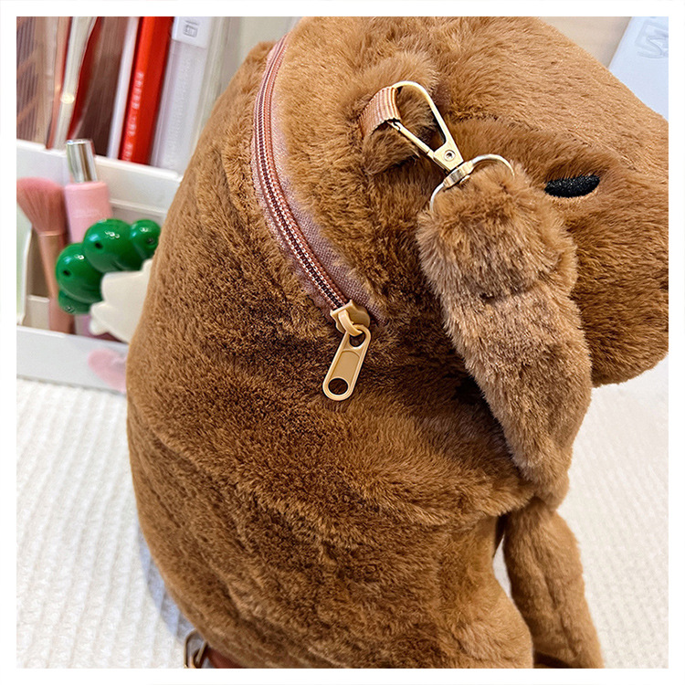 756g Weight Zipper Closure Type Single Shoulder Strap, Double Shoulder Straps Strap Type Shoulder Bag, Functional Backpack Bags Type Party, Street, Shopping Occasion Plush Material Women's Backpack Backpack Animal, Capybara Pattern All Seasons Season Unisex Gender Elegant, Streetwear Style Square Shape Animal Capybara Party Street Shopping Women's Backpack 27