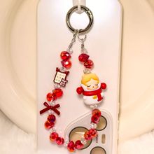 正品泡泡玛特萌粒手机链水晶串珠提溜钥匙扣挂件女生个性包包挂饰
