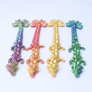 3D Printed Dragon Four-Leaf Clover Dragon Creative Articulated Dragon Full-Body Movable Figurine Model Decorative Ornament Simulation Model