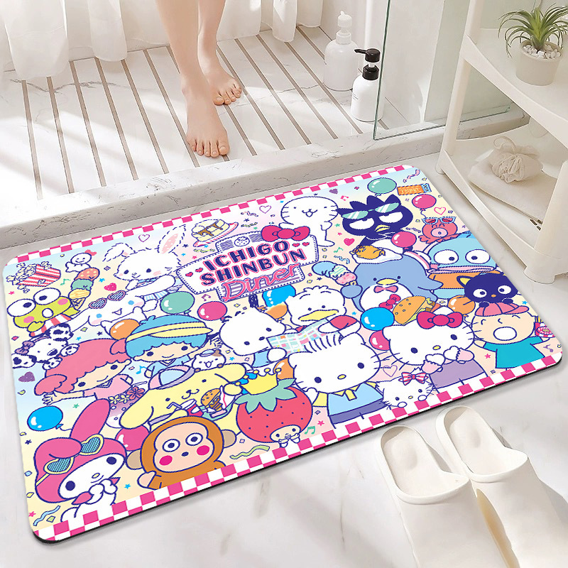 핑크와 화이트 체크무늬 테두리 산리오 컬렉션