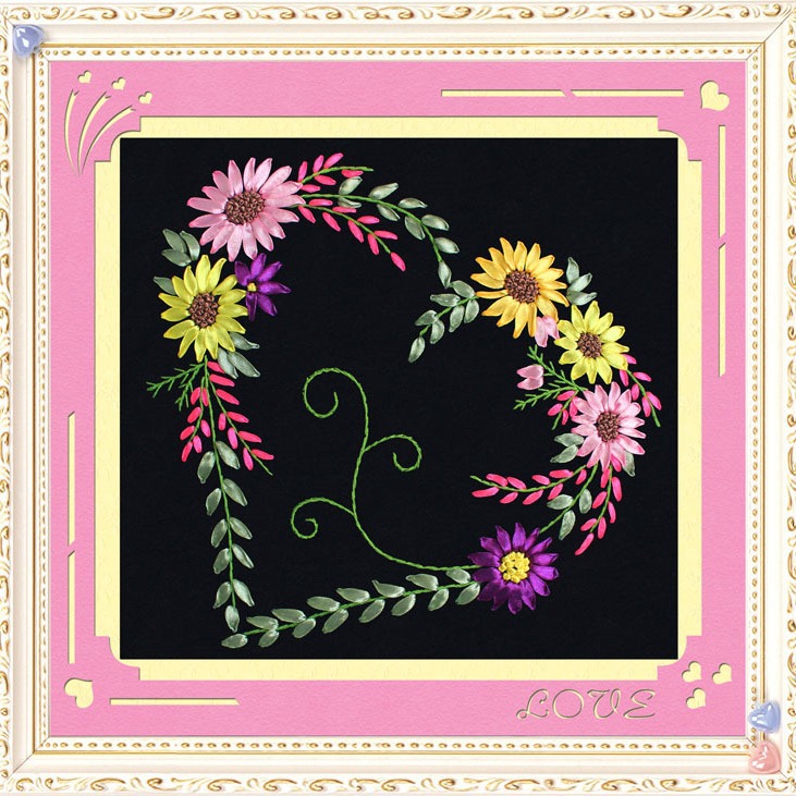 Oujin cinta bordado hecho a mano DIY pequeño ramo simple amor niño estudiante clase algodón impresión lavable