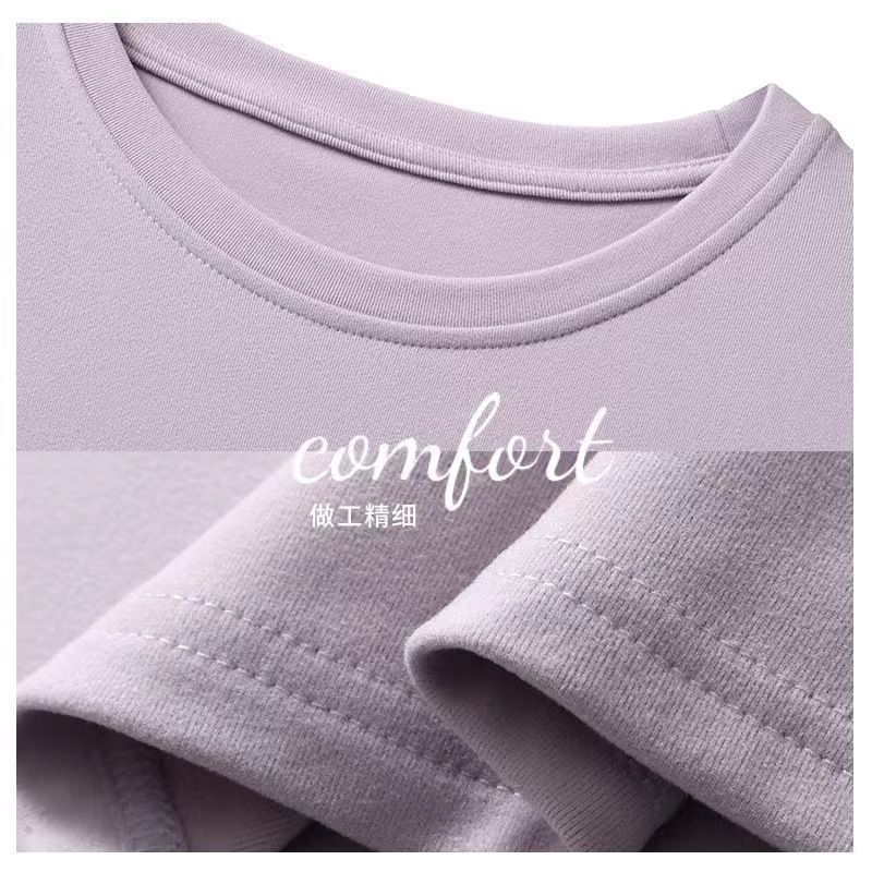 가을 겨울 여성용 잠옷 기모 무스 라운드 넥 풀오버 대비 색상 홈웨어 한국 스타일 따뜻한 긴팔 바지 정장