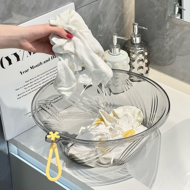 Household High-Looking Transparent Thickeneded Textured Laundry Basin Multi-Functional Wall-Mounted Foot Basin Plastic Kitchen Sink