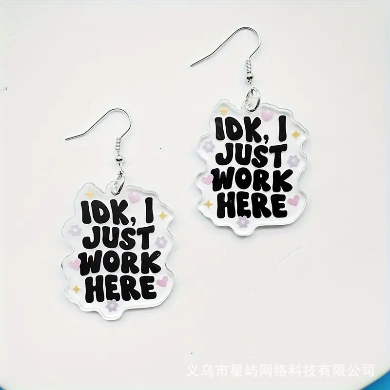 transparent acrylic creative earrings with letters