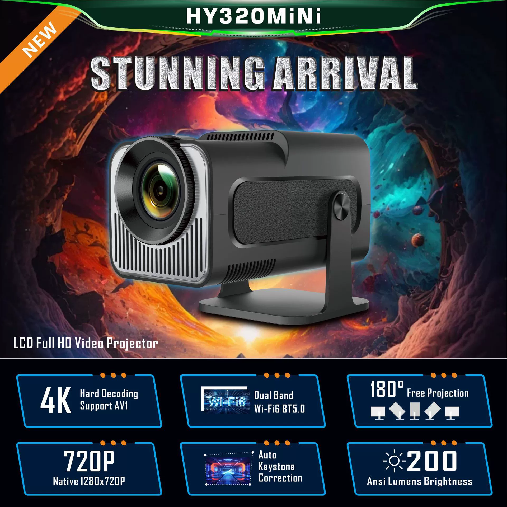 Источник фабрика HY320mini ультра-четкая проекторная система жесткого решения 4K Android 13
