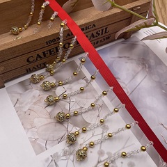 廠家手工釘珠織帶水晶珠流蘇花邊 婚紗秀禾服裝飾花邊輔料