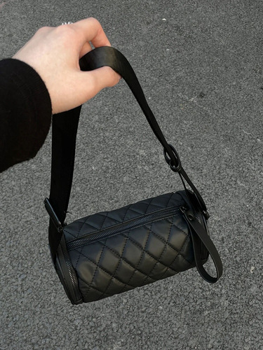 Diamond cylindrical bag women's cross-body  new summer style fashionable and stylish versatile bucket Oxford cloth shoulder pillow bag