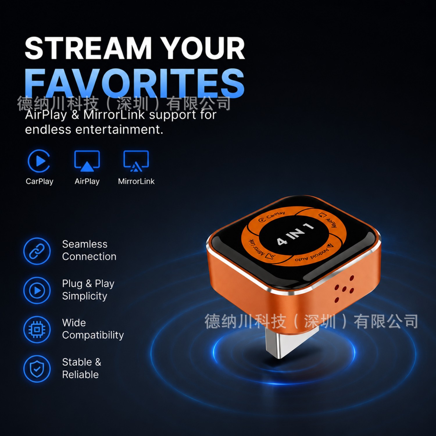 Cross-Border 4-in-1 Car-Mounted Wired to Wireless Carplay Android Auto Connectivity Box Apple Android Adapter