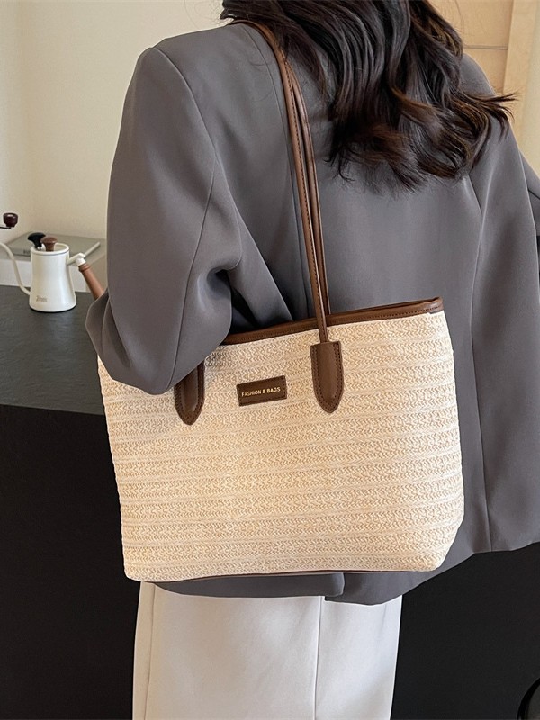 Paja trenzada bolsa de vacaciones mujeres 2026 nueva moda playa trenzada bolsa de hombro de gran capacidad de transporte universal bolsa de mano image 5