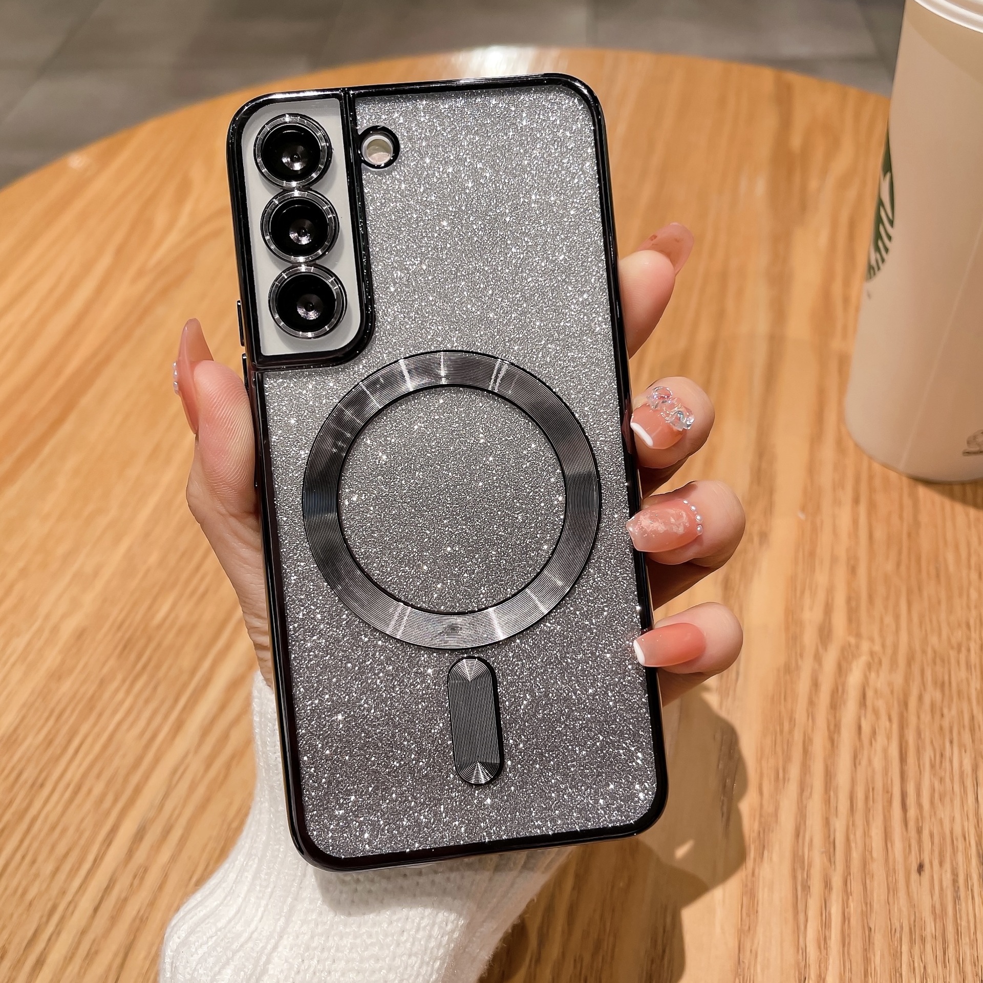 Funda Protectora para Teléfono Samsung S25edge con Degradado Brillante, Galvanoplastia, Succión Magnética, Apta para Lente S24U, Diseño de CD, Cubierta Protectora Suave