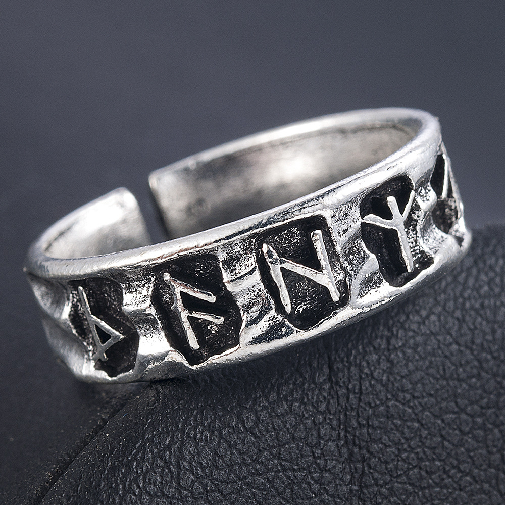 Vintage alloy Viking opening ring geometric symbol adjustable ring men manufacturers wholesale