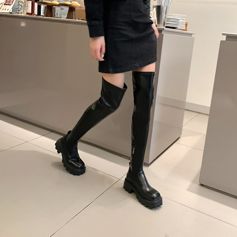 Fashionable Over-The-Knee Boots for Women 2026 Spring and Autumn New Style Long Boots with Thick Soles, Slimming Effect, High Tube, Non-Slip Square-Toed Long Boots Fashionable Over-The-Knee Boots for Women 2026 Spring and Autumn New Style Long Boots with Thick Soles, Slimming Effect, High Tube, Non-Slip Square-Toed Long Boots