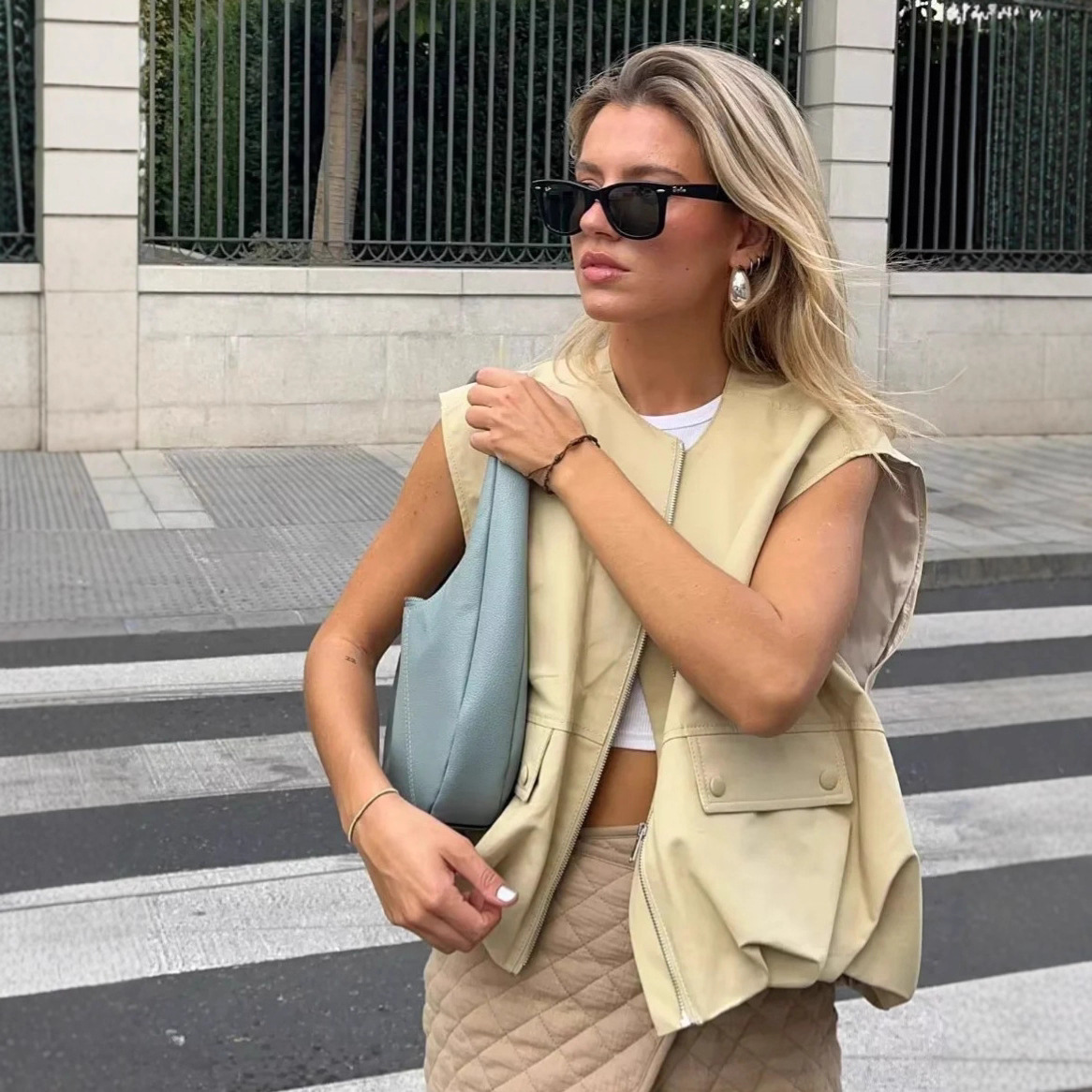 Cross-Border Y2K Wholesale 2025 Summer European and American Style Loose Casual Cardigan Women's Vest A14021