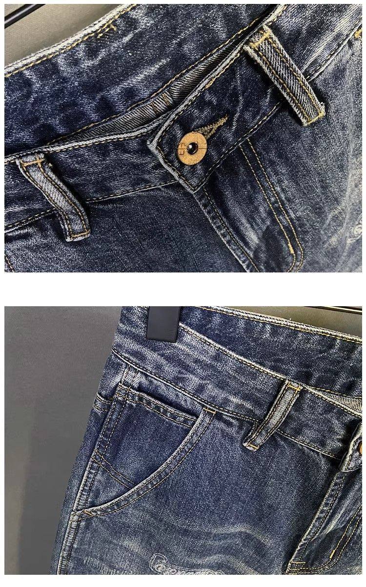 Loose Fit Men's Pants, 2026 Spring New Trendy And Cool Printed Jeans, American Retro Washed Men's Pants_mkmklike.com