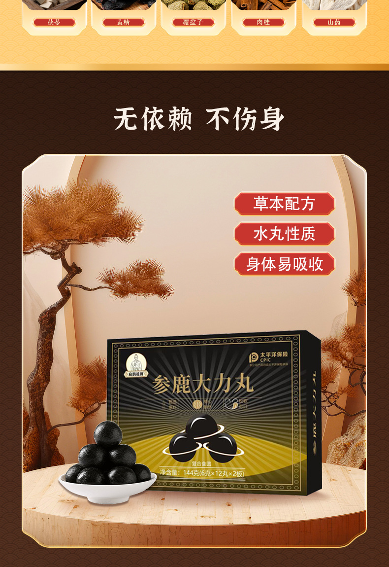 Shen Lu Da Li Wan Herbal Honey Pills 144g Traditional TCM Wellness Supplement with Ginseng Deer Antler and Polygonatum specifications