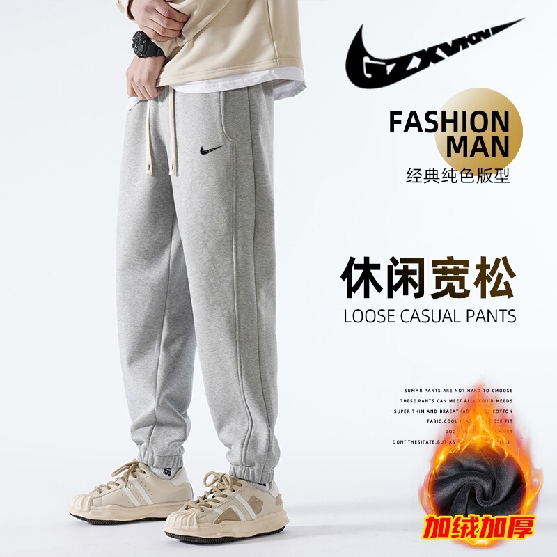 Men's Pants 2026 Autumn and Winter Fleece-Lined Thickened Sports Casual Pants Men's Outdoor Trendy Brand Couple Student Jogger Sweatpants Women's