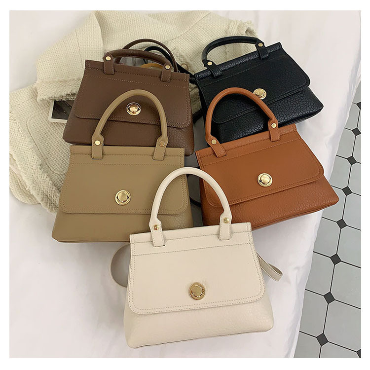 Women's Small Pu Leather Solid Color Classic Style Square Flip Cover Handbag display picture 9