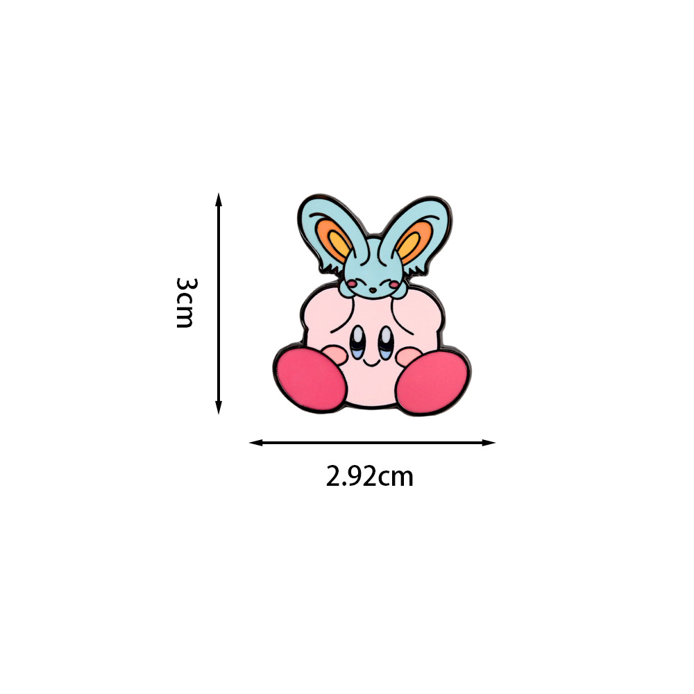 Kirby Cartoon Character Brooch Creative Rabbit Badge Anime Peripheral Enamel Pin Jewelry Kidsren's Accessories Gifts