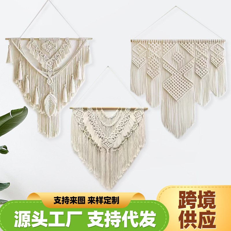 Cross-Border Hand-Woven Tassel Tapestry Bohemian Style Living Room B&B Wall Decoration Art Decorative Tapestry Cross-Border Hand-Woven Tassel Tapestry Bohemian Style Living Room B&B Wall Decoration Art Decorative Tapestry