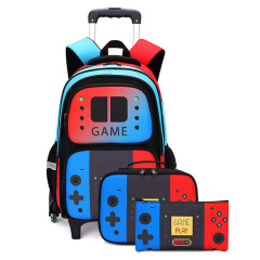 越境新品ゲーム機学生レバーカバン大容量片肩斜めショルダーランチバッグ筆袋リュックサック3点セット