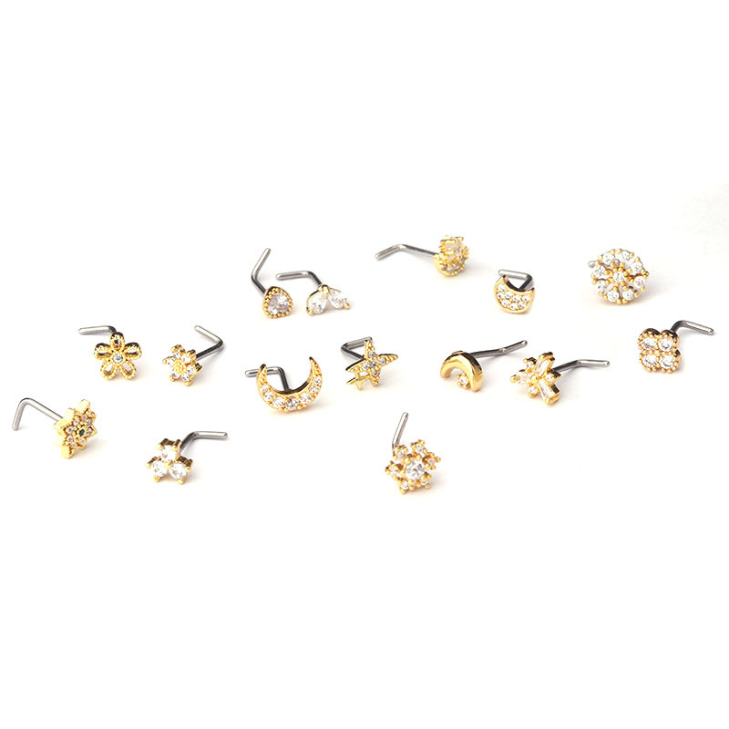 Nose Rings & Studs Fashion Flower 316L Stainless Steel  Copper Plating display picture 1