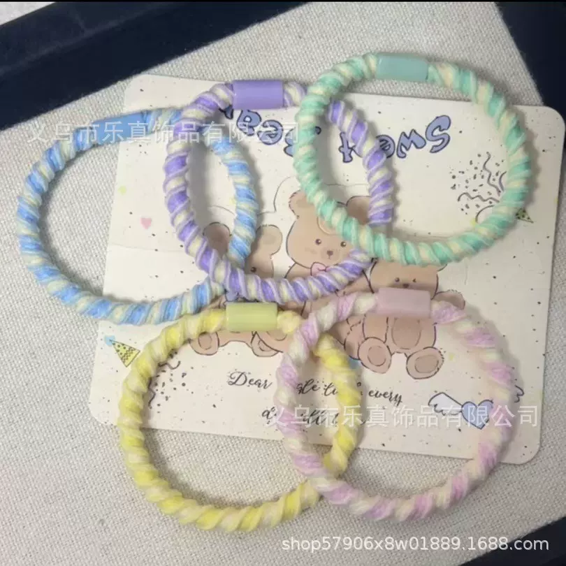 马卡龙色螺纹头绳清新甜美发圈高马尾发绳女高弹耐用橡皮筋可diy