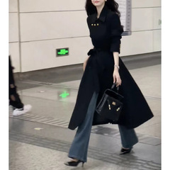 薇鎏光女神中长款显瘦收腰气质赫本风系带风衣2025秋季新款外套潮