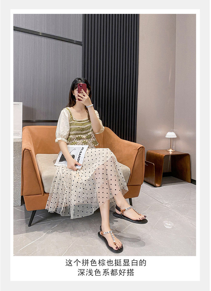 Dép sandal nữ quai ngang thắt nút, đế bằng, khóa dán, mũi tròn — Màu nâu pha lê, Màu nâu thắt nút, Màu đen thắt nút chi tiết 18
