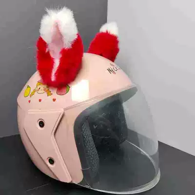 Ski Helmet Decoration Handmade: Motosiklet dəbilqələri - three-dimensional-red-white-tip-cat-ears