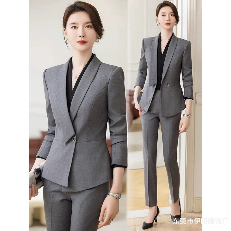 Профессиональный костюм женский осенний ювелирный магазин Hotel Manager Приемная рабочая одежда Темпераментная Талия Маленький костюм Пиджак