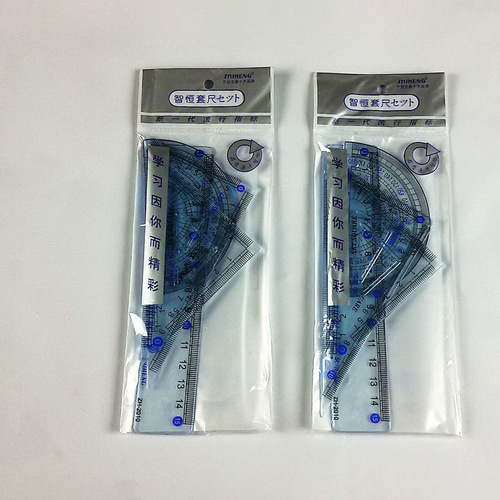 Set of rulers for student drawing, ruler, set square, protractor, 4 pieces of rulers