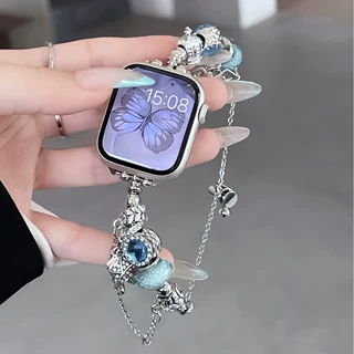适用苹果表带AppleWatch潘家珠子海星小香风伸缩串珠iwatch789 SE