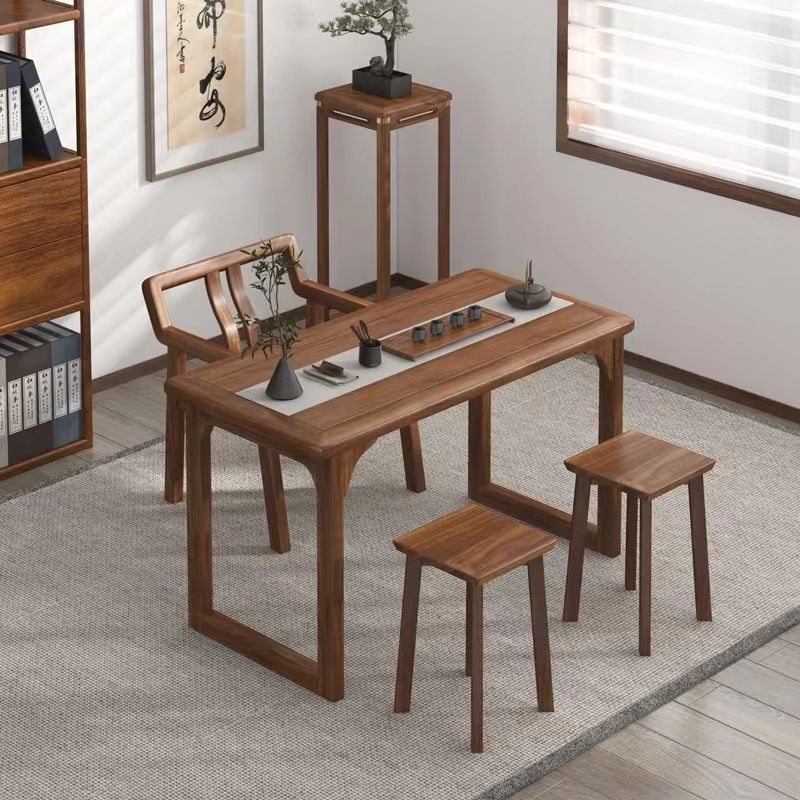 新中式阳台茶桌椅组合小户型家用实木一体喝茶桌禅意茶台茶几桌子