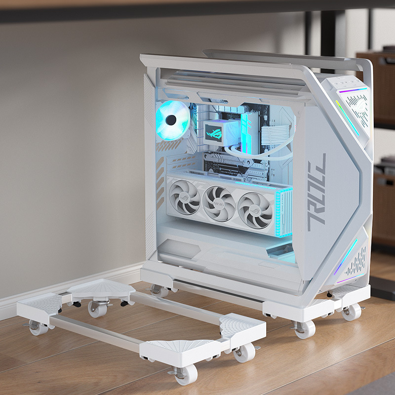Computer tower height-adjustable moisture-proof base with universal wheels, sliding bracket, adjustable desktop gaming case support stand
